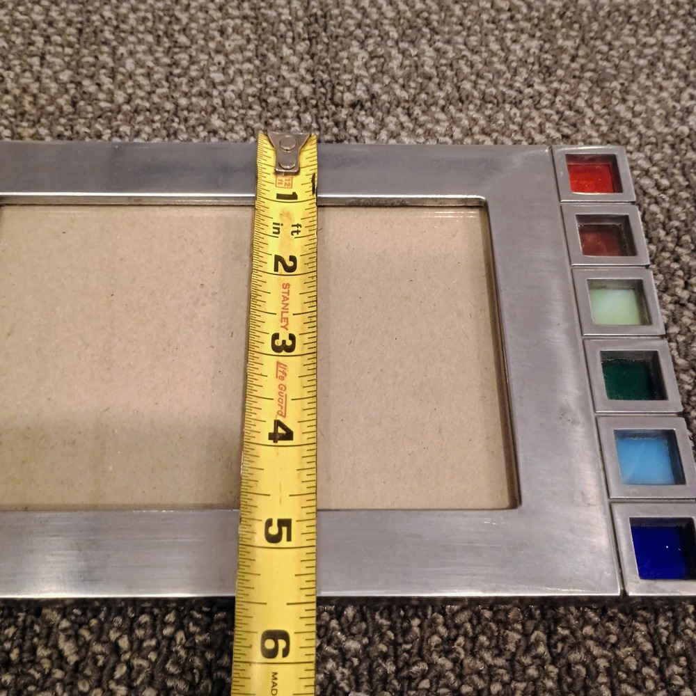 Vintage 1998 HB Group Silver Metal Multi Color Glass 4x6 Picture Frame Modernist - Picture 5 of 5